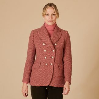 Cordings Pink Double Breasted Herringbone Jacket Dif ferent Angle 1