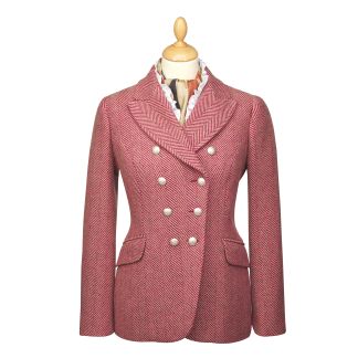 Cordings Pink Double Breasted Herringbone Jacket Main Image