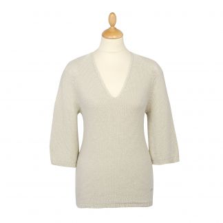 Cordings Stone Cotton V Neck Sweater Main Image