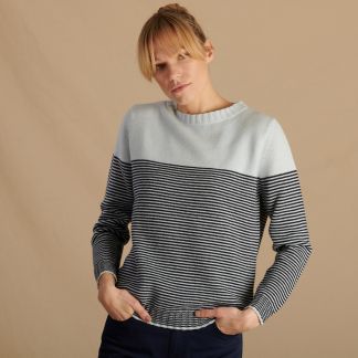 Cordings Blue Cash Lambswool Striped Crewneck Dif ferent Angle 1