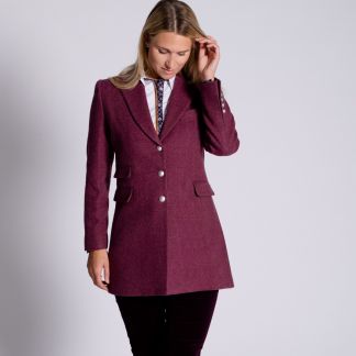 Cordings Pink Herringbone Carlisle Tweed Classic Coat Different Angle 1