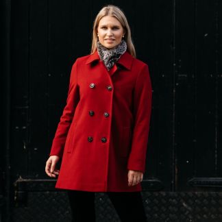Cordings Red Double Breasted Wool Pea Coat Different Angle 1