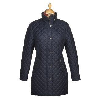 Cordings Navy Quilted Coat with Hood Main Image