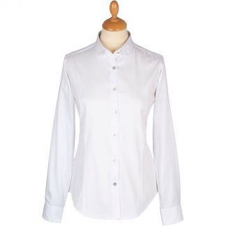 Cordings White Peter Pan Collar Short Sleeve Shirt Main Image