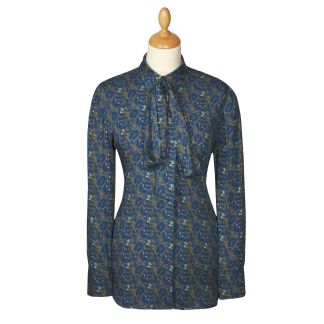 Cordings Navy Pheasant Pussy Bow Shirt Dif ferent Angle 1