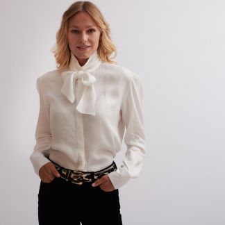 Cordings White Satin Viscose Tie Shirt Dif ferent Angle 1