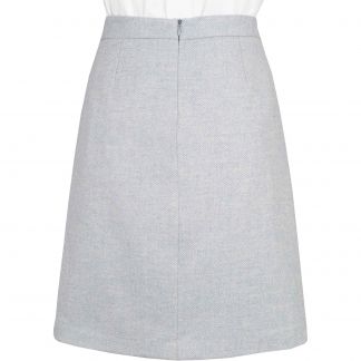 Cordings Pale Blue Herringbone Tweed Short Skirt Different Angle 1