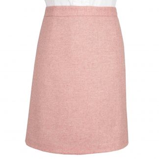 Cordings Pale Pink Herringbone Tweed Short Skirt Main Image