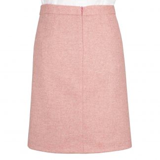 Cordings Pale Pink Herringbone Tweed Short Skirt Different Angle 1