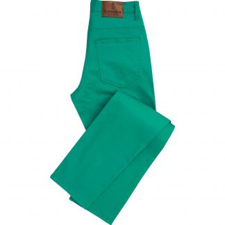 Cordings Green Stretch Cotton Slim Leg Trousers  Main Image