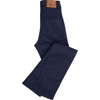 Cordings Navy Stretch Cotton Slim Leg Trousers Main Image