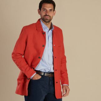 Cordings Orange Monty Vintage Linen Jacket Dif ferent Angle 1
