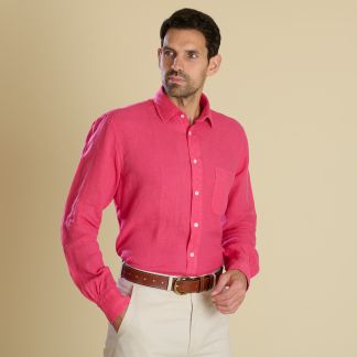 Cordings Hot Pink Vintage Linen Shirt Dif ferent Angle 1