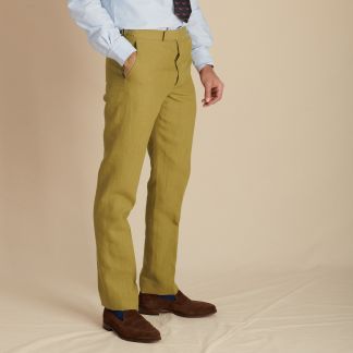 Cordings Olive Bambridge Linen Trousers Dif ferent Angle 1