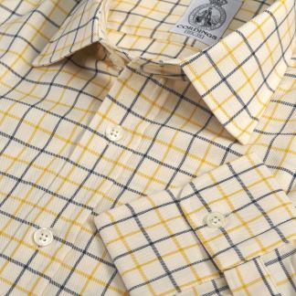 Cordings Yellow Navy Medium Check Tattersall Shirt Main Image