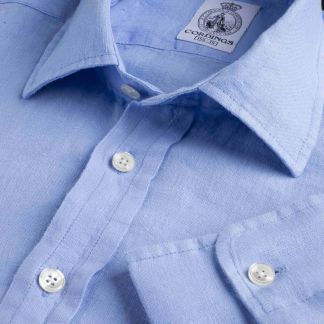Cordings Cornflower Blue Vintage Linen Shirt Main Image