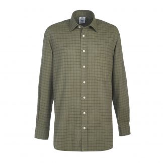 Cordings Olive Green Bath Check Shirt Dif ferent Angle 1