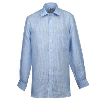 Cordings Blue Dunhugh Striped Linen Shirt Dif ferent Angle 1