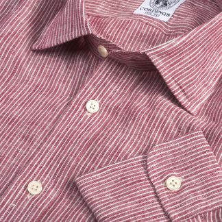 Cordings Red Dunhugh Striped Linen Shirt Main Image
