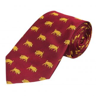 Cordings Red Yellow Wild Boar Silk Tie Main Image