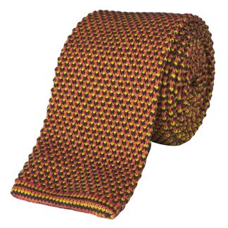 Cordings Rust Tri-Colour Knitted Wool Tie Main Image