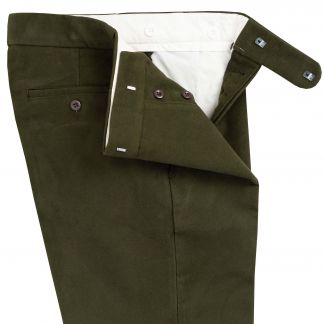Cordings Olive Green Moleskin Trousers Dif ferent Angle 1