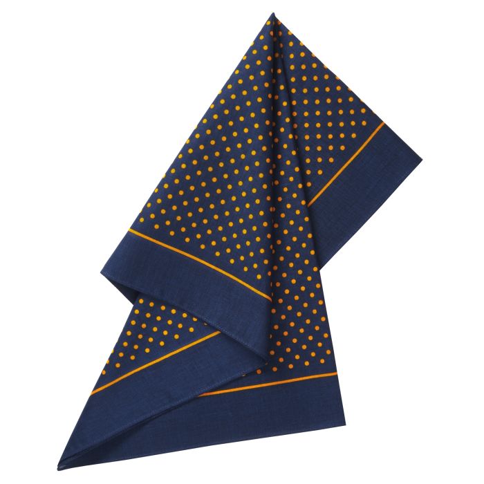 Navy Orange Spotty Cotton Bandana 