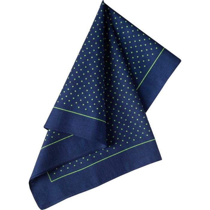 Navy and Green Spotty Cotton Bandana 