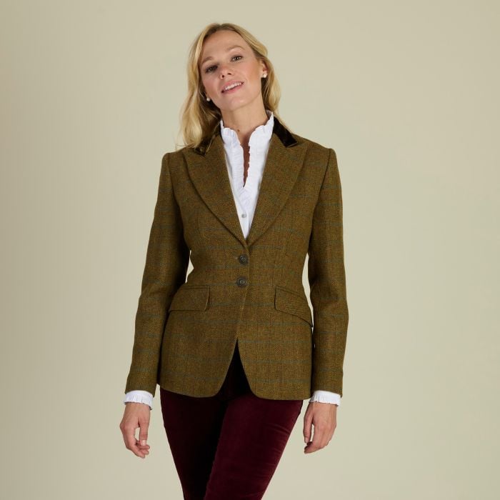 Brown Blue T.Ba Tweed Swing Jacket