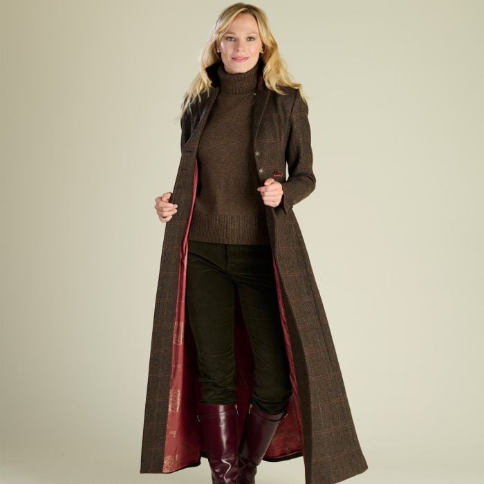 Dark Brown T.Ba Long Tweed Coat