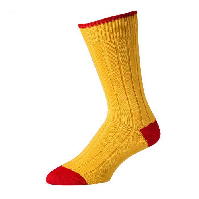 Yellow Red Cotton Heel & Toe Socks
