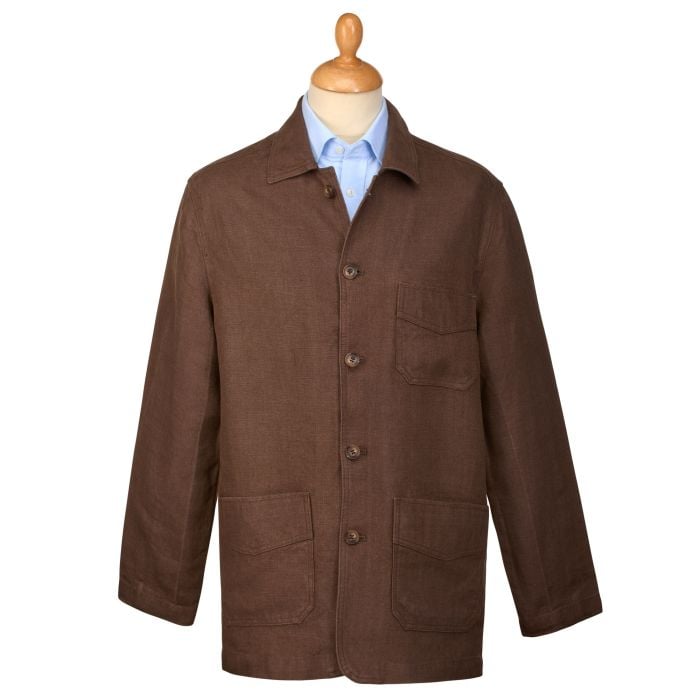 Chocolate Monty Keel Linen Chore Jacket