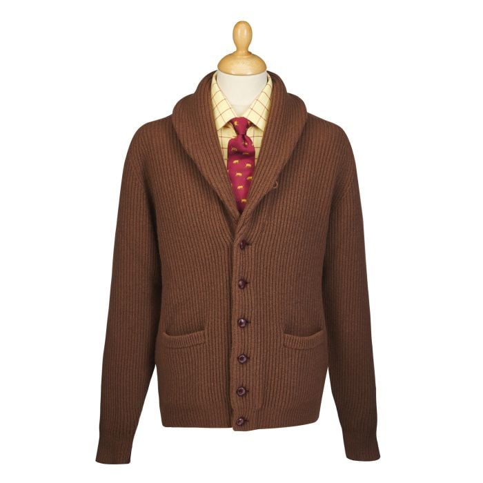 Chestnut Brown 4 Ply Lambswool Cardigan