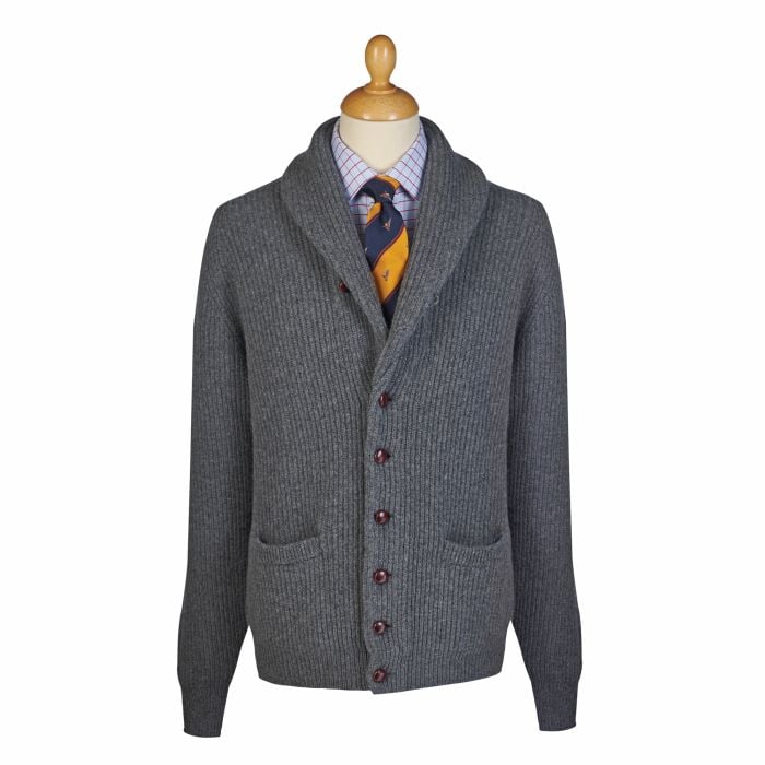 Grey 4 Ply Lambswool Cardigan