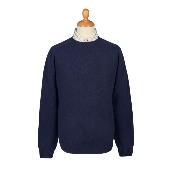 Navy Wool Cashmere 2 ply Crew Neck