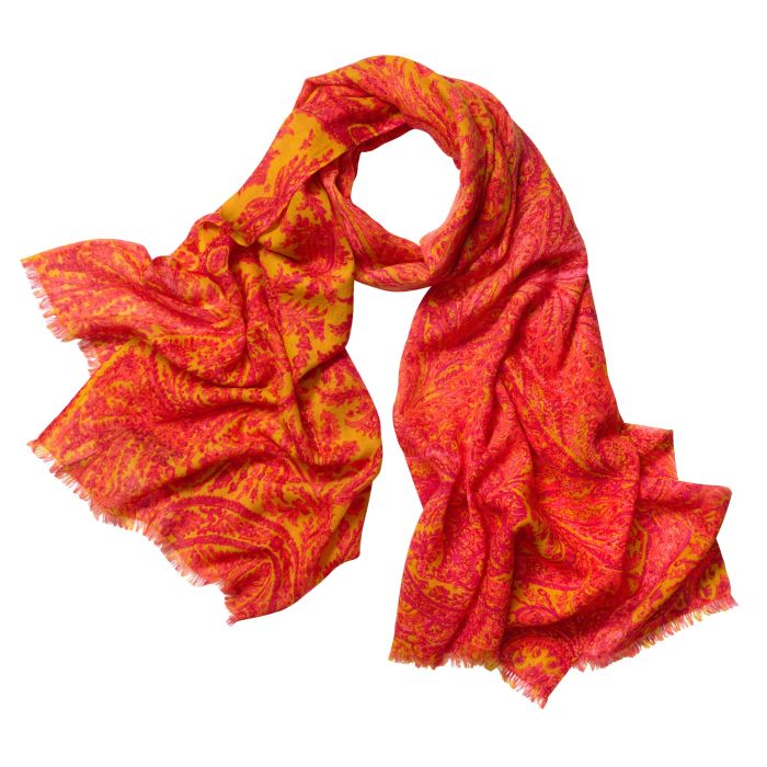 Orange Thesee Wool Silk Scarf