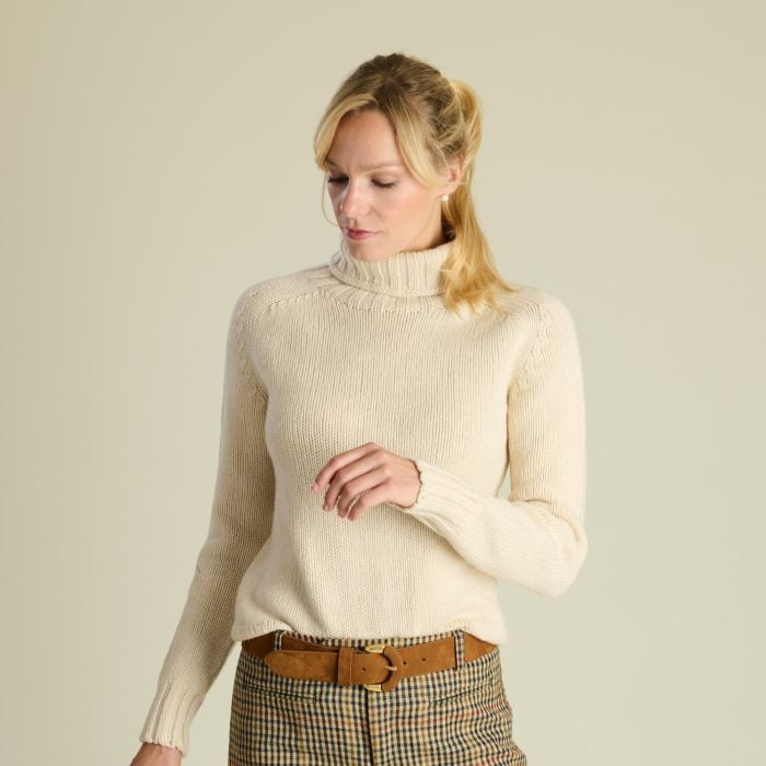 Cream Chunky Wool Roll Neck Jumper