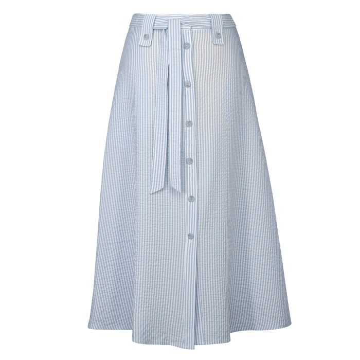 Stripe Seersucker A-Line Skirt