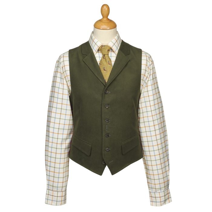 Green Olive Moleskin Waistcoat