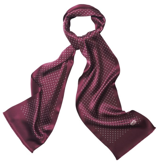Burgundy Silk Fox Head Scarf