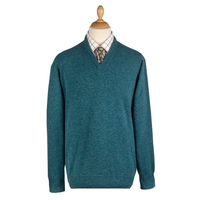Hunter Green Lambswool V-Neck Jumper