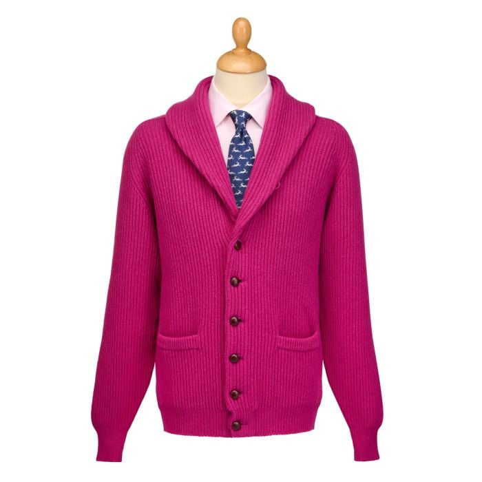 Berry Pink 4 Ply Lambswool Cardigan