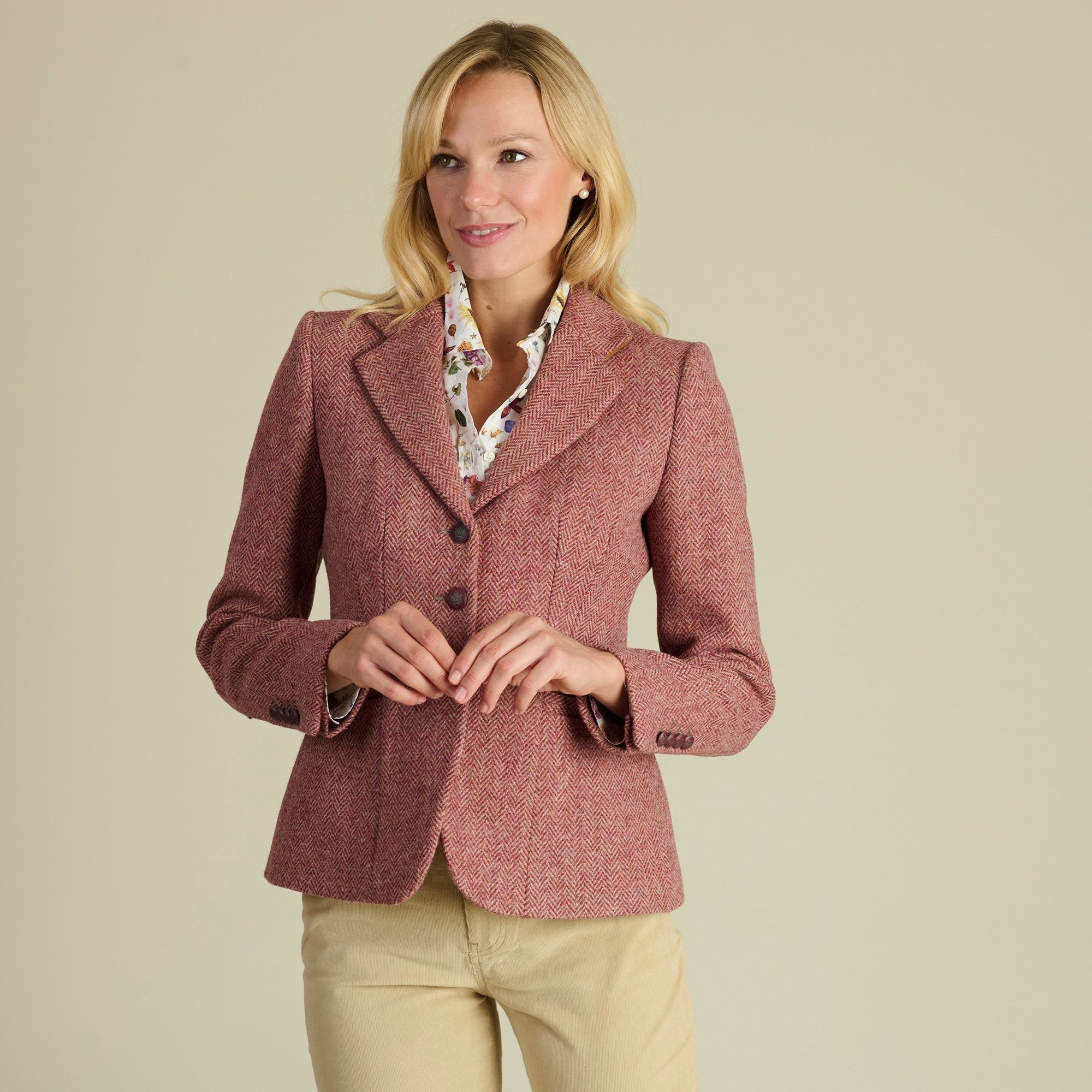 Ladies Pink Wantage Harris Tweed Chelsea Jacket | Cordings US
