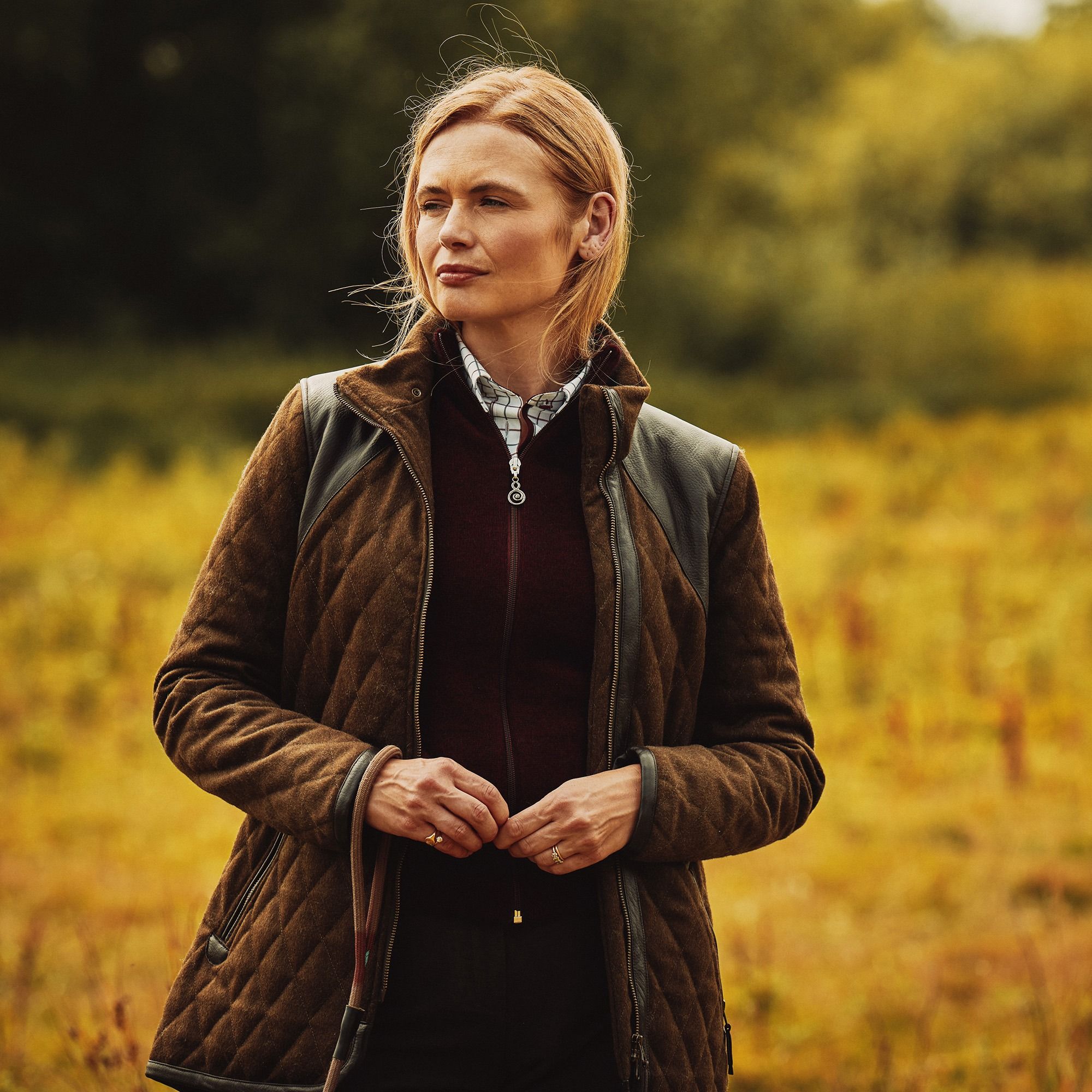 Ladies Green Derby Quilted Field Coat | Cordings US