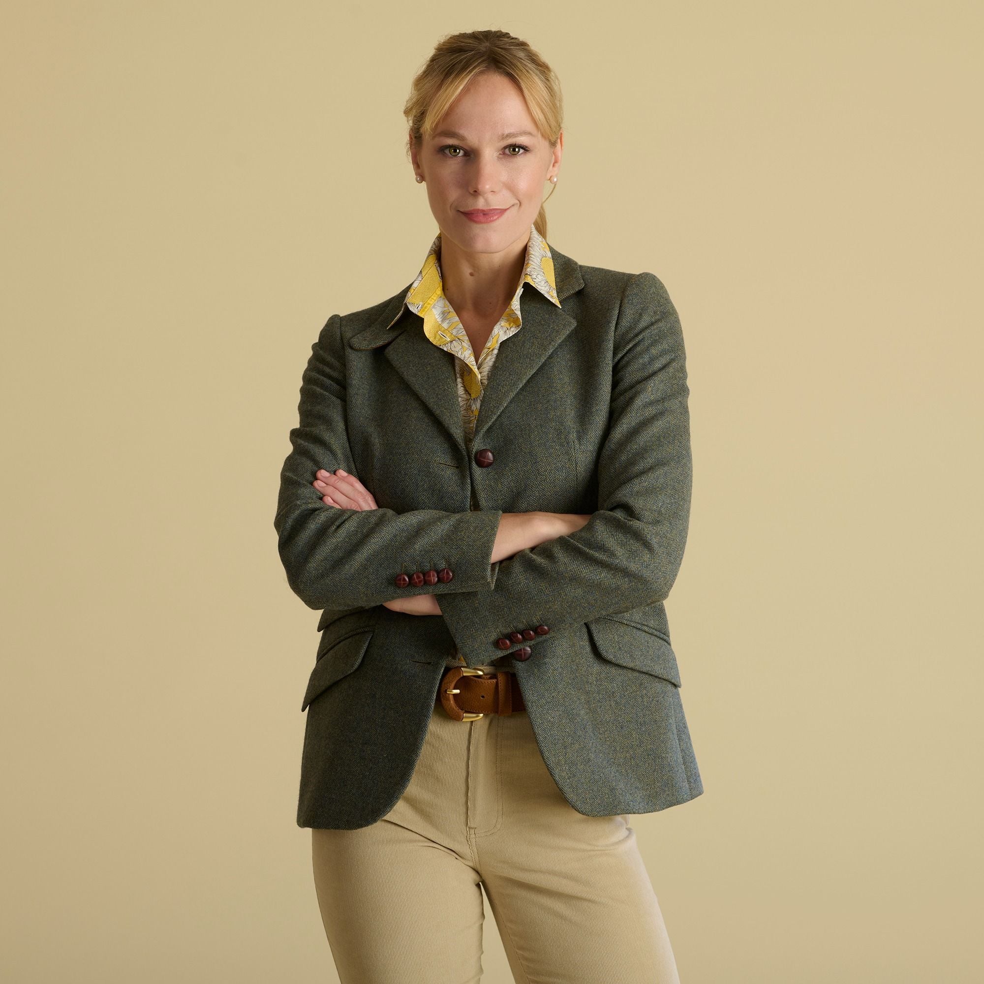 Ladies Green Ludlow Storm Tab Tweed Jacket | Cordings US