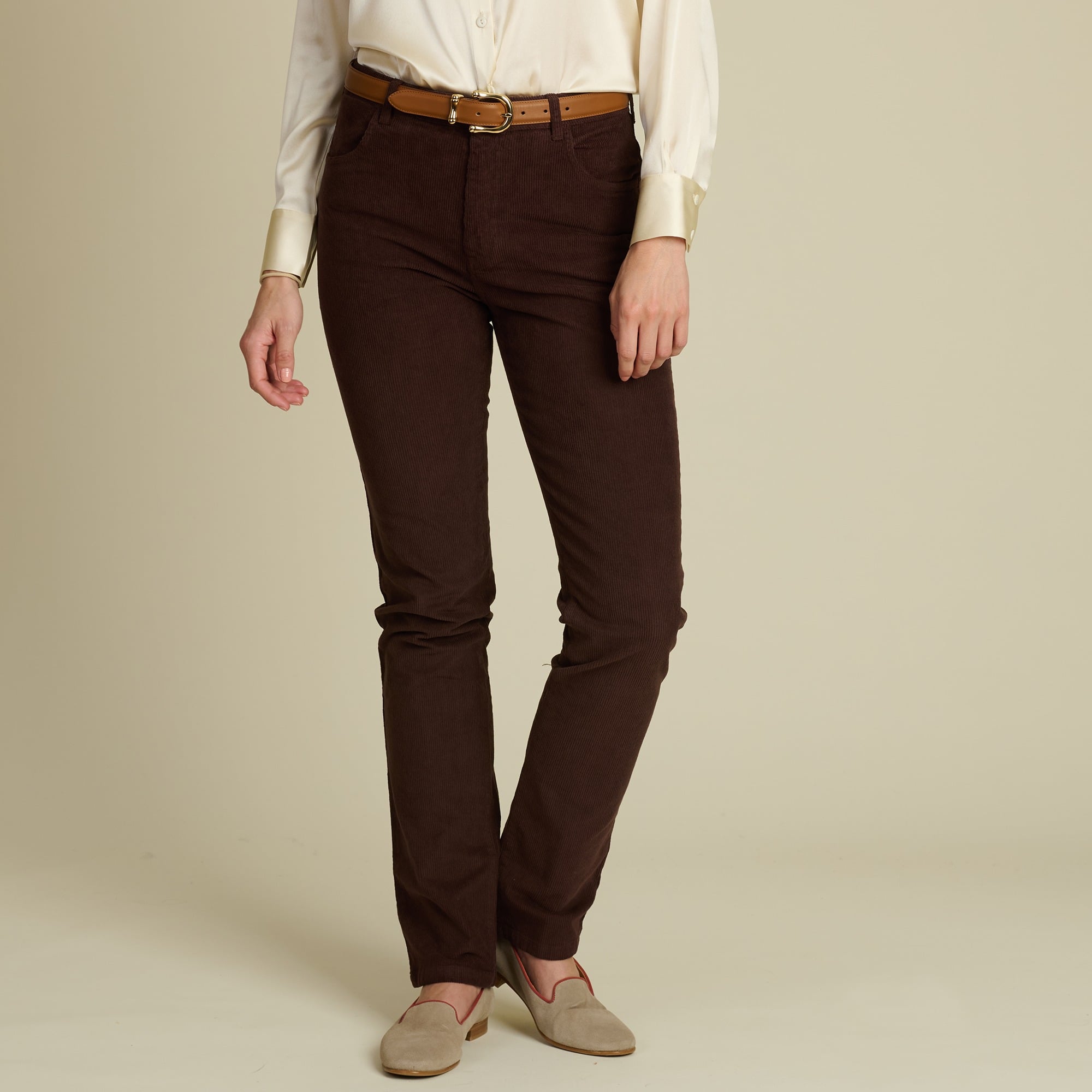 Men's Taupe Wool Gabardine Trousers | Cordings US